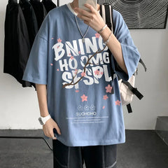 HEARUJOY  -  Men's CottonT-shirt Letters Mens Summer T Shirts White Fashion 5XL Oversized Tee Shirts Casual Tshirt for Man