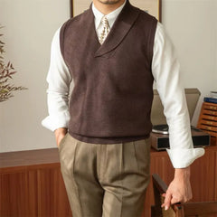 HEARUJOY  -  Spring and Fall Fashion Commuter Lapel Knitted Vest Casual Business Slim Fit Men Sweater Vest