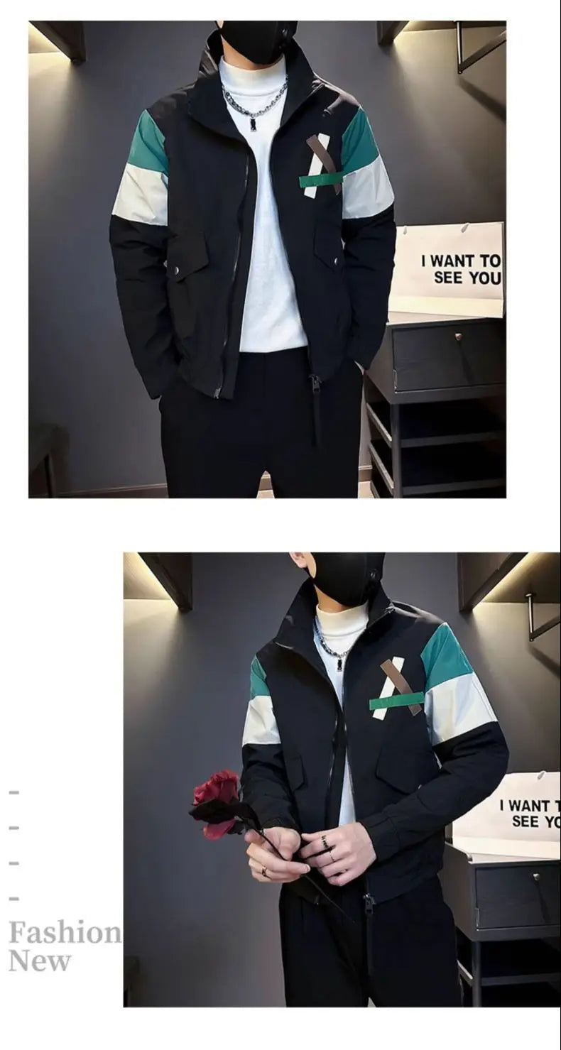 Hearujoy Premium Splicing Jacket for Men Popular Trendy Brand Jacket Cool and Stylish Men's Casual Top