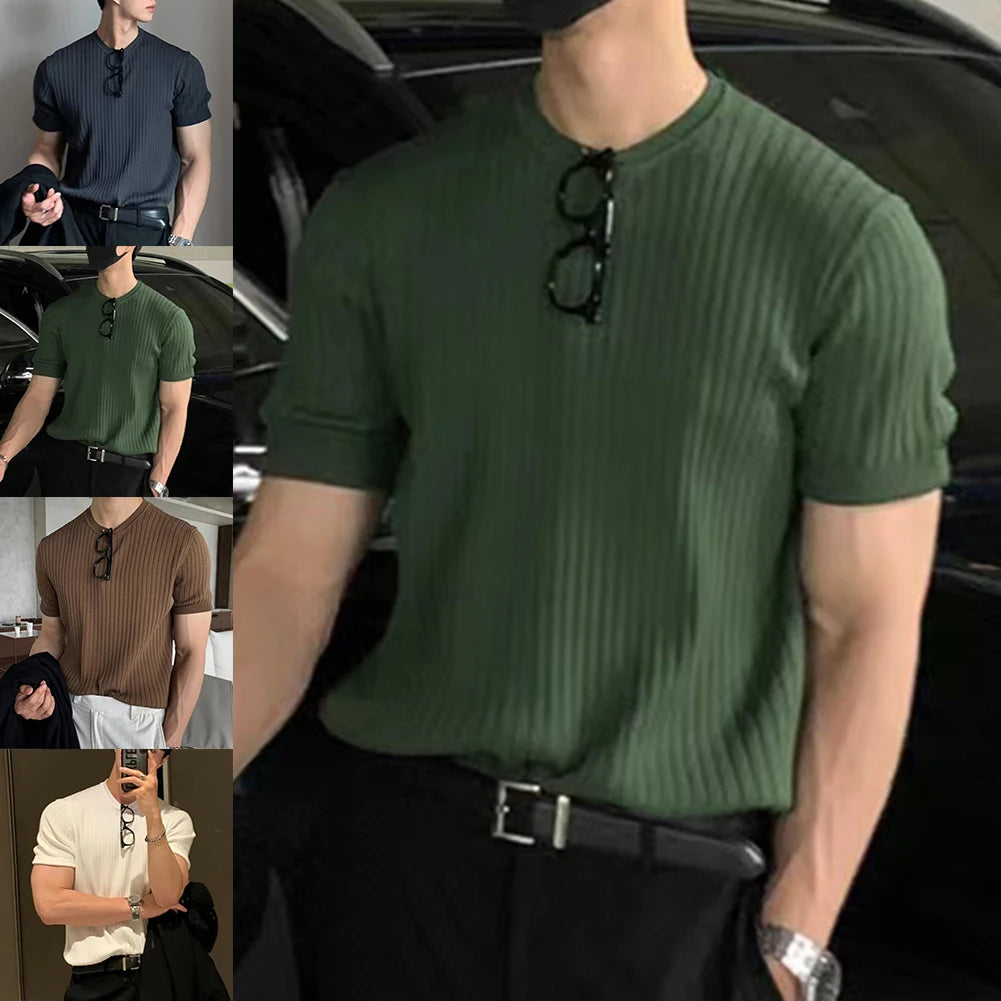HEARUJOY  -  Men T Shirt T Shirt Casual Men O Neck Short Sleeve Solid Color Streetwear T Shirt For Men Fashion High Quality