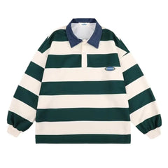 HEARUJOY  -  Fashion Retro Casual Sweatshirt Fashion Long Sleeve Casual 2XL Men Striped Sweatshirt Comfortable Fit Fashion Vintage Design