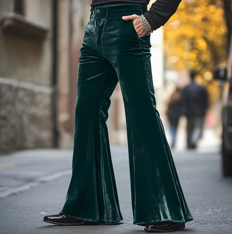 HEARUJOY  -  Men's Velvet Pants with Pockets, Solid Color Comfortable Soft, Daily Wear Fashionable Street-style Trousers