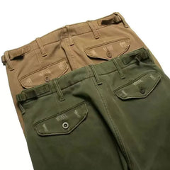 HEARUJOY  -  American Vintage Men Cargo Pants Distress Scratch Washed Cotton Straight Pants Trousers Spring Autumn Heavy Weight Casual Pant