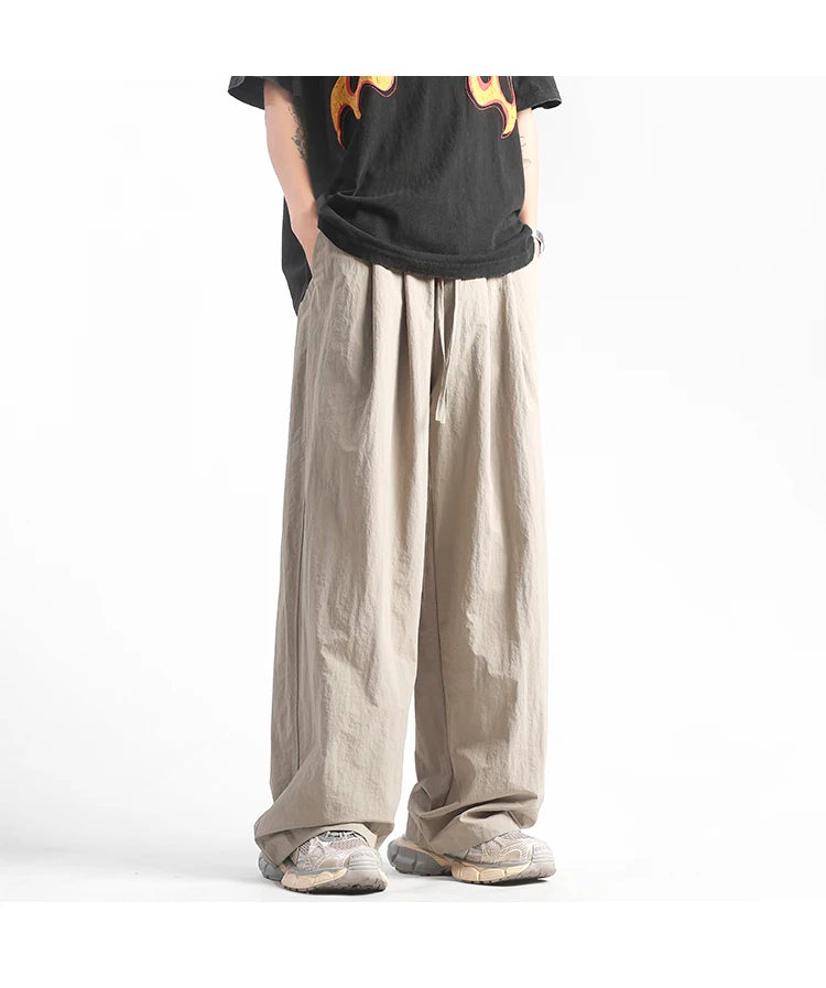 HEARUJOY  -  Y2K Men Streetwear Cargo Pants Korean Cotton Line Trousers Men Wide Leg Pants Solid Color Loose Joggers Baggy Harem Pants