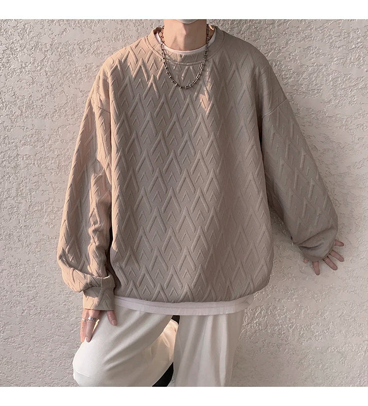 HEARUJOY  -  American Style Men's Crew Neck Sweatshirt Basic Pullover Harajuku Sweatshirt Long Sleeve T-shirt Fashion Men's Clothing 5XL