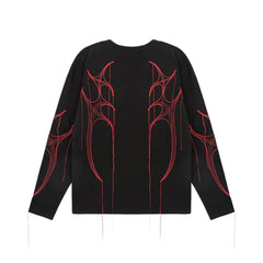Hearujoy High Street Embroidery Tassel Crew Neck Sweatshirts for Men and Women Pullover Casual Sudaderas Oversized Baggy Fall Hoodies