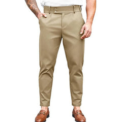 HEARUJOY  -  Mens Slim Fit Button Stretch Tight Tapered Fashion Skinny Pants 2025 Summer New Trend Business Casual Trousers Mens Clothing