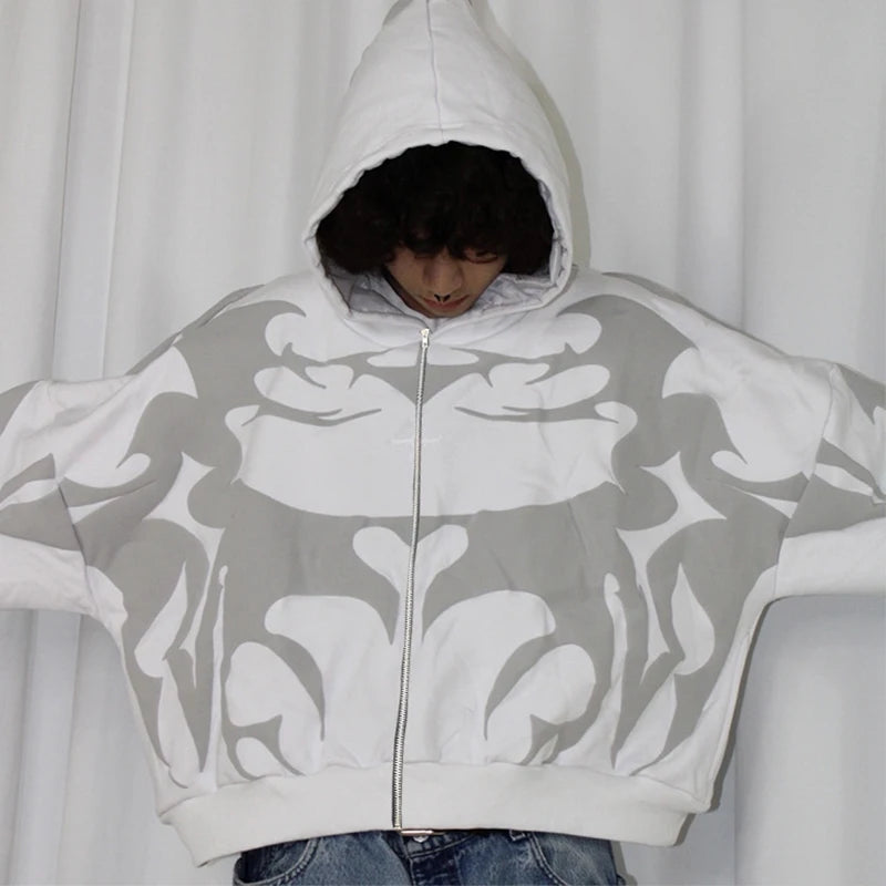 HEARUJOY  -  New Fashionable Mens Baggy Hooded Sweatshirts 2025 Autumn Streetwear Vintage Jacquard Hoodies For Men Outdoor Casual Hoodie Top