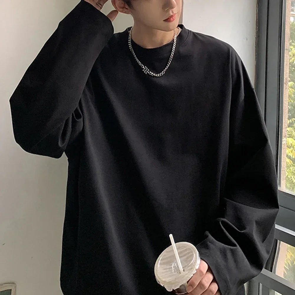 HEARUJOY  -  Casual Spring Autumn Shirt 5XL Black Thin Casual Tops Solid Color T-Shirt Regular Length Shirt Daily Wear Shirt
