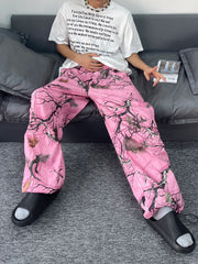 Hearujoy Pink Branch Leaves Pants Camouflage Hip Hop Harem Pants Men Street Wear Tactical Pants Men Y2k Sweatpants