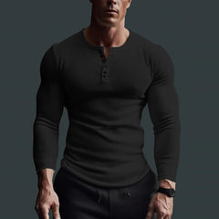 HEARUJOY  -  Tops Men T-Shirt Black/White/Grey Autumn/Winter Fitness Shirts High Elasticity Large Size Long Sleeve Solid Color Hot Sale