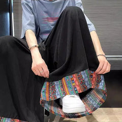 HEARUJOY  -  Mens Skirt Pants Ethnic Style Y2k Casual Pants Spring Fashion Youth All-Match Hakama Wide-Leg Pants Men'S Clothing 2025 New