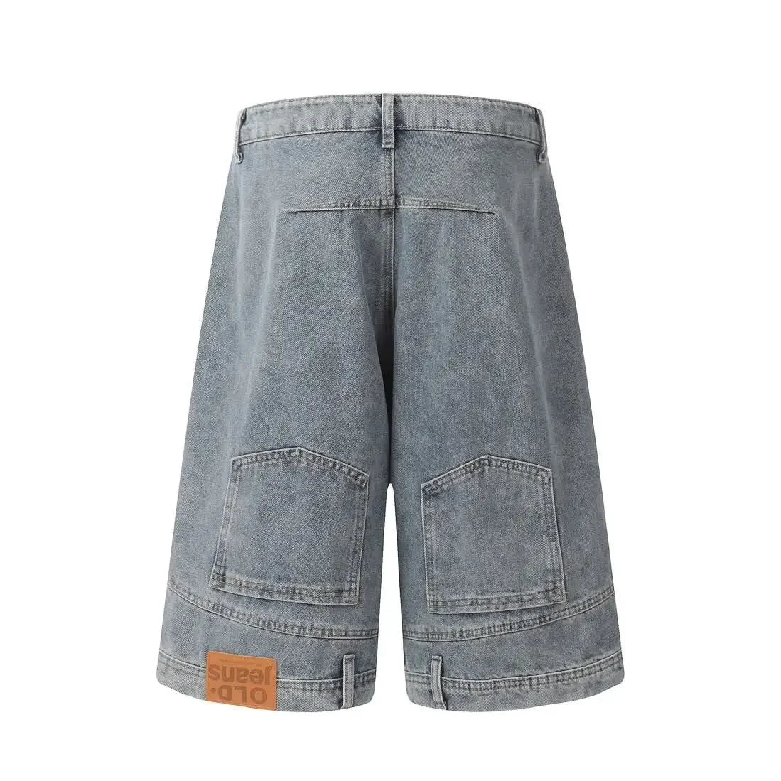 HEARUJOY  -  Hip Hop Retro Waist Inverted Design Men Denim Shorts Instagram Gothic Street Apparel Loose Straight Leg Pants Sports Pants