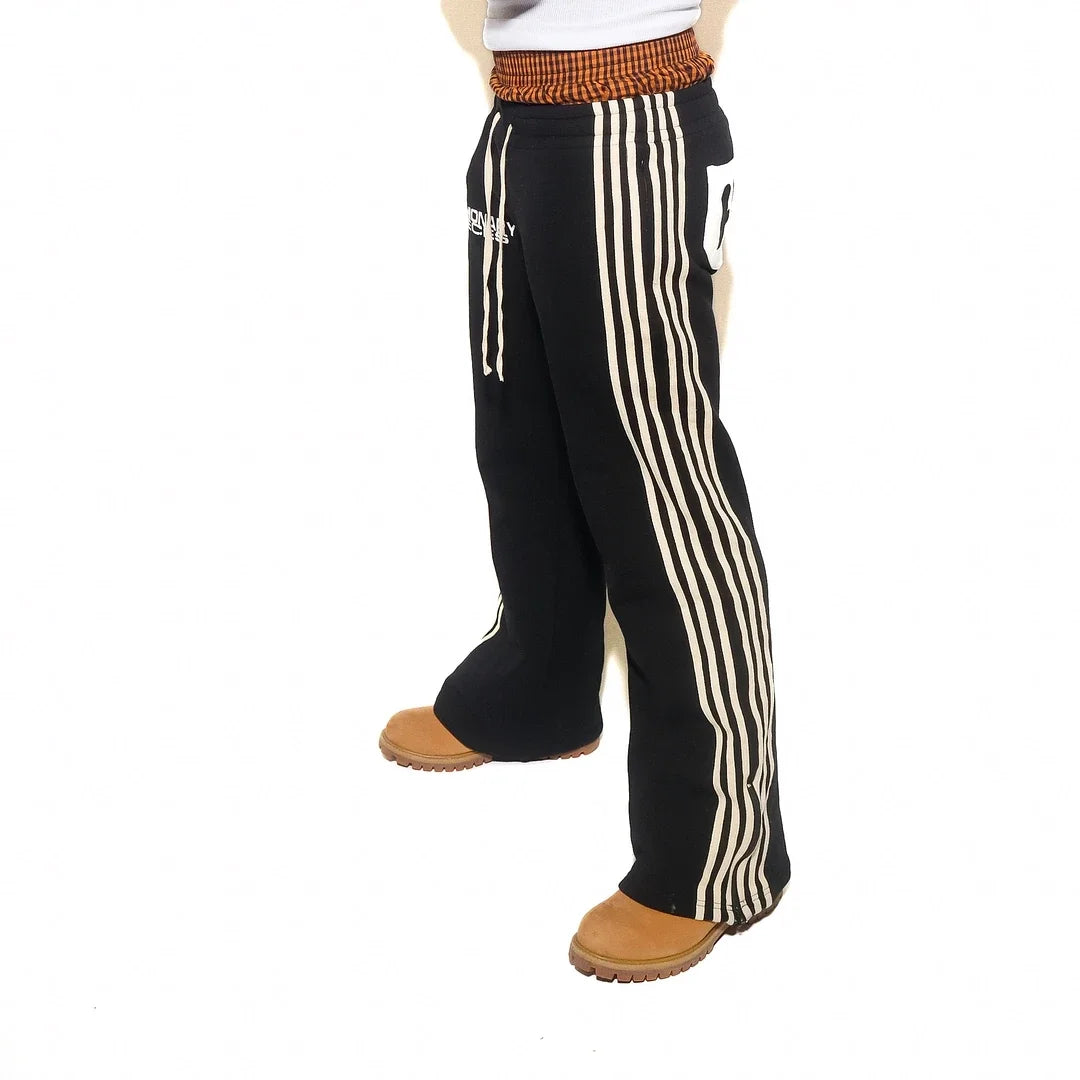 Hearujoy Hip-hop straight pants for men and women Y2k high street Harajuku retro striped printed pants American knitted casual pants