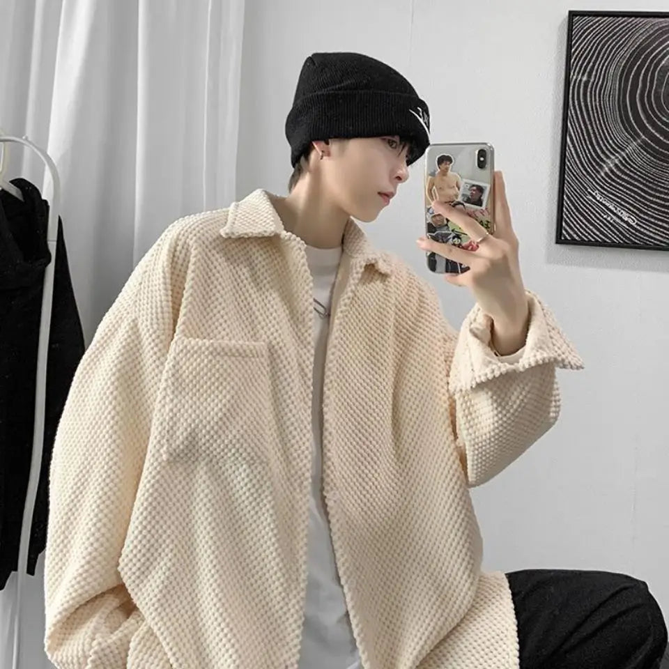 HEARUJOY  -  New Men's Corduroy Shirt Jacket Handsome Long-sleeved Top