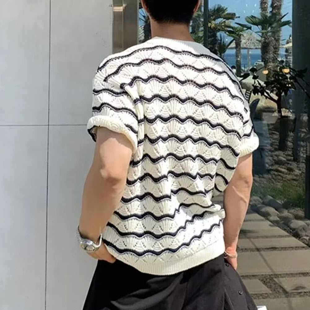 HEARUJOY  -  For Summer Fashion Streetwear Men\'s Fashion Tops Fashion Holiday Male O Neck Streetwear Vacation Casual Daily