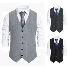 HEARUJOY  -  Men New Vests Suits V Neck Striped Single Breasted Sleeveless Slim Fit Blazer Vest Coats Splice Casual Regular Coat Autumn 2025