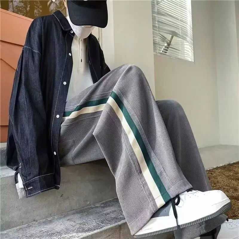 HEARUJOY  -  Wide Leg Male Sports Pants Trousers Deals Trend New in Retro Comfortable Cool Essential Elegant Korean Men's Sweatpants Hip-hop