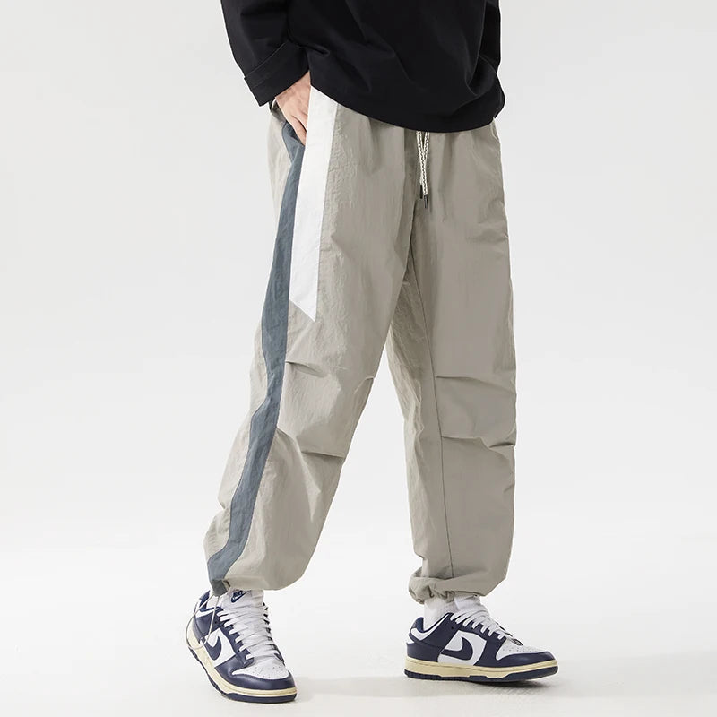 HEARUJOY  -  Spring Summer Men's Trousers New Fashion High Street Color Striped Pockets Drawstring Daily Commute Casual Loose Wide Leg Pants