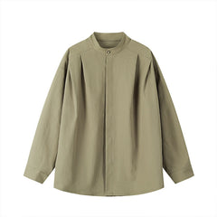 HEARUJOY  -  Long Sleeved Shirt Men Society Mens Formal Dress Shirt Korean Loose Casual Shirts Mens Stand Up Collar Shirts Large Size 5XL