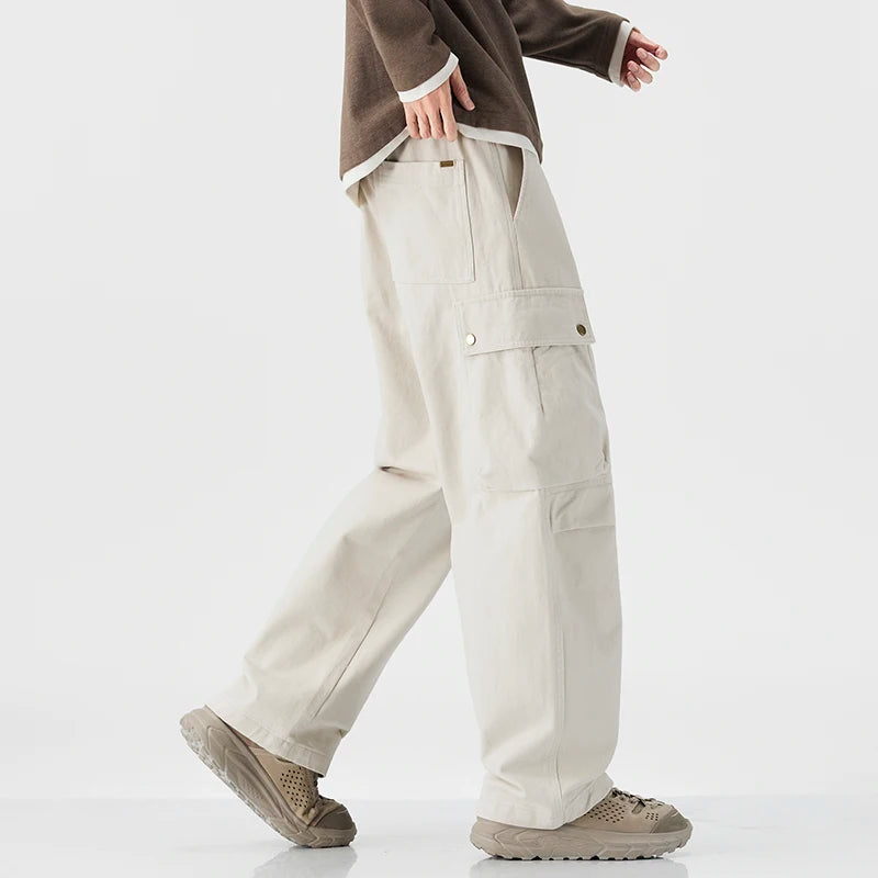 HEARUJOY  -  New Fall Japanese Retro Cargo Pants - Men's Oversized Straight-Leg Versatile American Streetwear 100% Cotton Camouflage