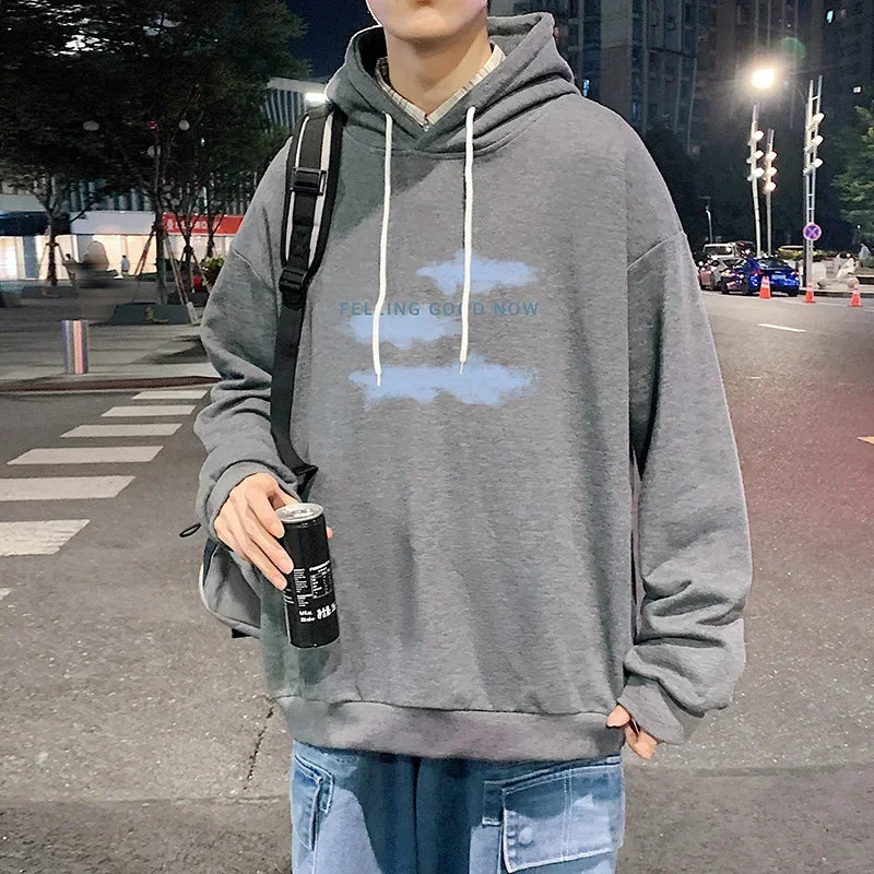 HEARUJOY  -  Funny Men's Oversized Hoodie Off White Hoodies with Hat Oversize for Men Cloud Print 5XL Man Casual Wear Hoody Male Sweatshirt