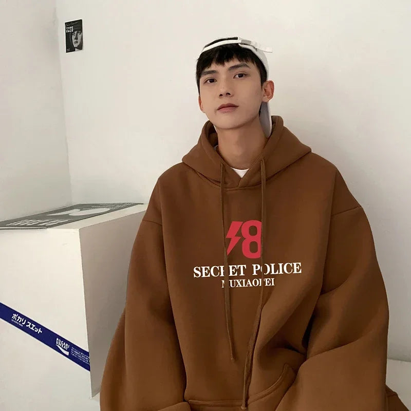 HEARUJOY  -  Men's Oversized Hoodie Black With Hat 5XL Unisex Hoodies Oversize for Men Letter Print Man Casual Wear Hoody Male Sweatshirt