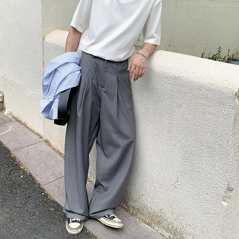 HEARUJOY  -  Black Suit Pants Men Oversized Fashion Social Mens Dress Pants Korean Loose Wide Leg Pants Mens Office Formal Trousers M-3XL
