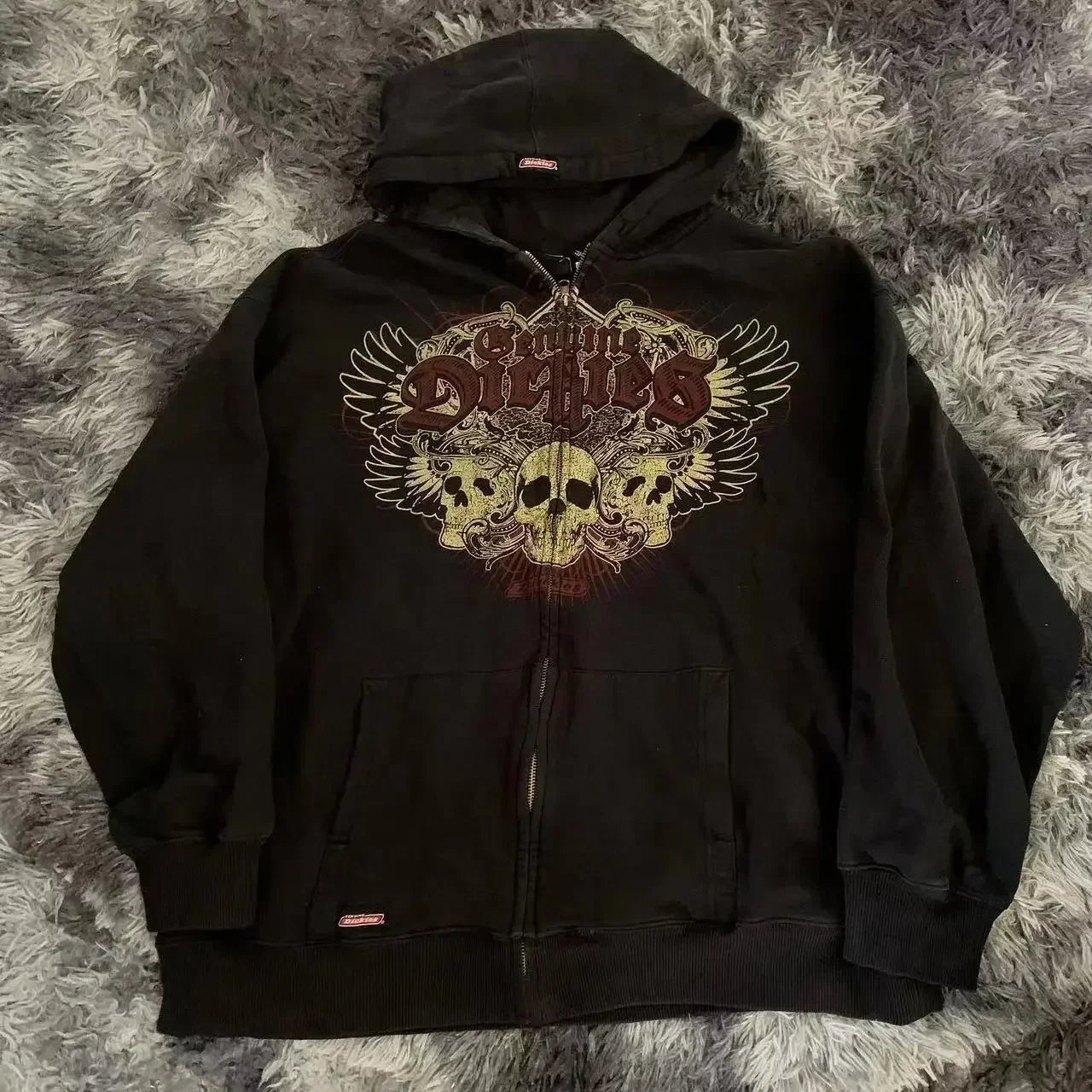 Hearujoy Y2K New Vintage Wash Zip Up Hoodie Fashion Embroidery Hooded Couple's High Street Hip Hop Harajuku Punk Loose Long Sleeve Coats