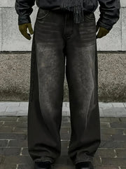 HEARUJOY  -  Men'S Skinny Fit Wide Leg Jeans, Men'S Stylish Comfy Denim Pants, Versatile For Four Seasons