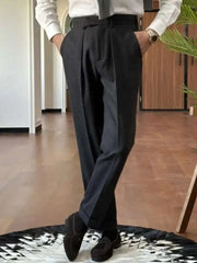 HEARUJOY  -  High Waisted Straight Leg Versatile Business Casual Suit Pants Pantalones Hombre Men Social Trousers Double Pleated Trousers Men