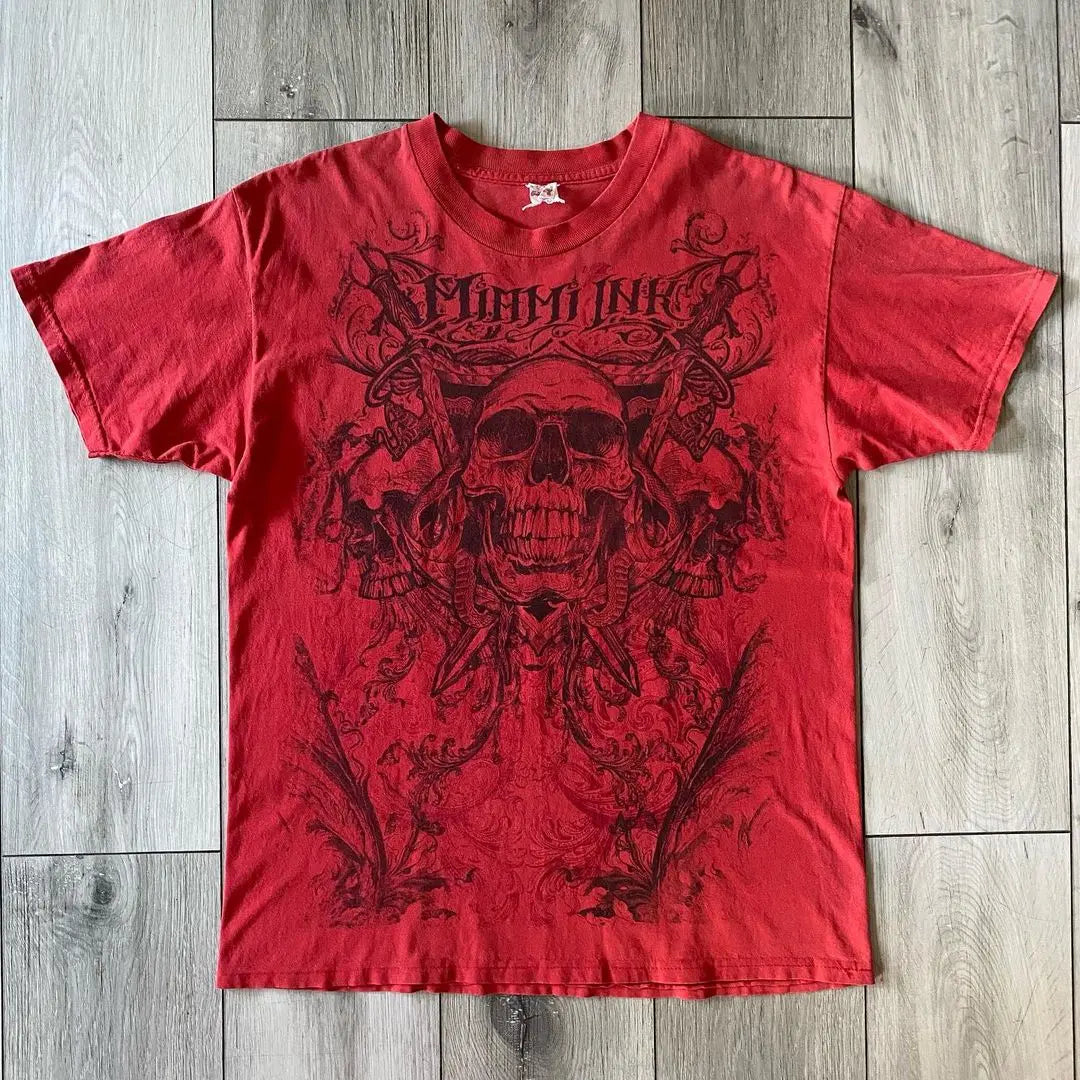 Hearujoy Y2k European and American Hip-hop Skull Oversized T-shirt Street Harajuku Retro Letter Print Top Men Casual Graphic t shirts