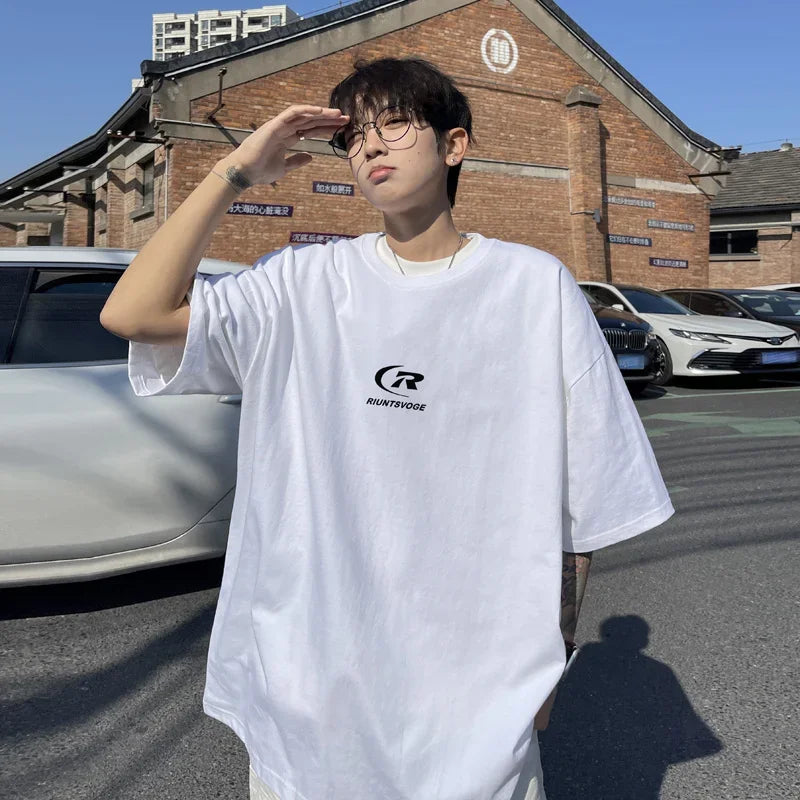 HEARUJOY  -  T Shirt Oversized Cotton For Men White Men's Letter Print T-shirts 5XL Men Casual Wear Summer Tee Shirts Unisex Big Size