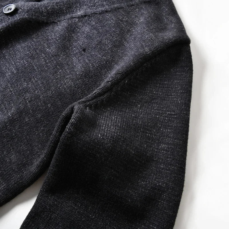 HEARUJOY  -  Premium Wool-Blend Relaxed Fit Layered V-Neck Cardigan Men's Warm Knit Sweater Coat for Autumn/Winter