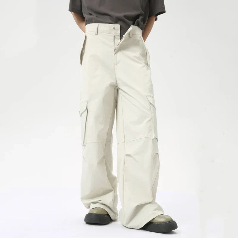 Hearujoy High Street Men's Cargo Pants Summer Loose Big Peckers Straight Trousers Wide Leg Male Casual Overalls 9C6311