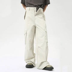 Hearujoy High Street Men's Cargo Pants Summer Loose Big Peckers Straight Trousers Wide Leg Male Casual Overalls 9C6311