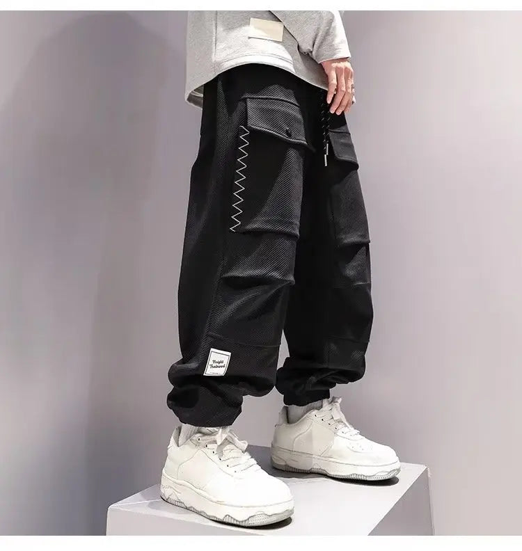 Hearujoy Korean Cargo Pants Men Japanese Streetwear Oversize Sweatpants Harajuku Casual Joggers Kpop Trendy Trousers Hip Hop