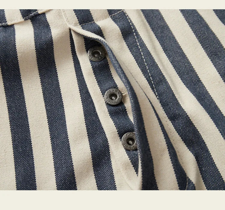 HEARUJOY  -  Vintage Men's American Retro Motorcycle Overalls Striped Bib Denim Jumpsuit 100% Cotton Autumn Pants Heavyweight