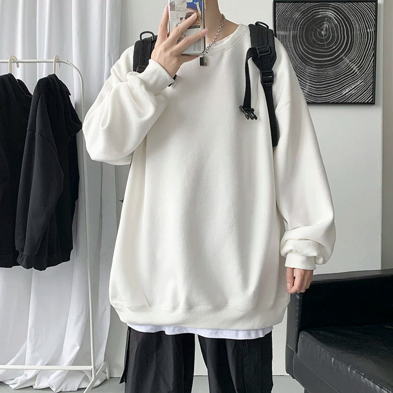 HEARUJOY  -  Autumn Men Casual Sweatshirts Harajuku Printed Men Oversized Hoodies Korean Man Casual Loose Pullovers