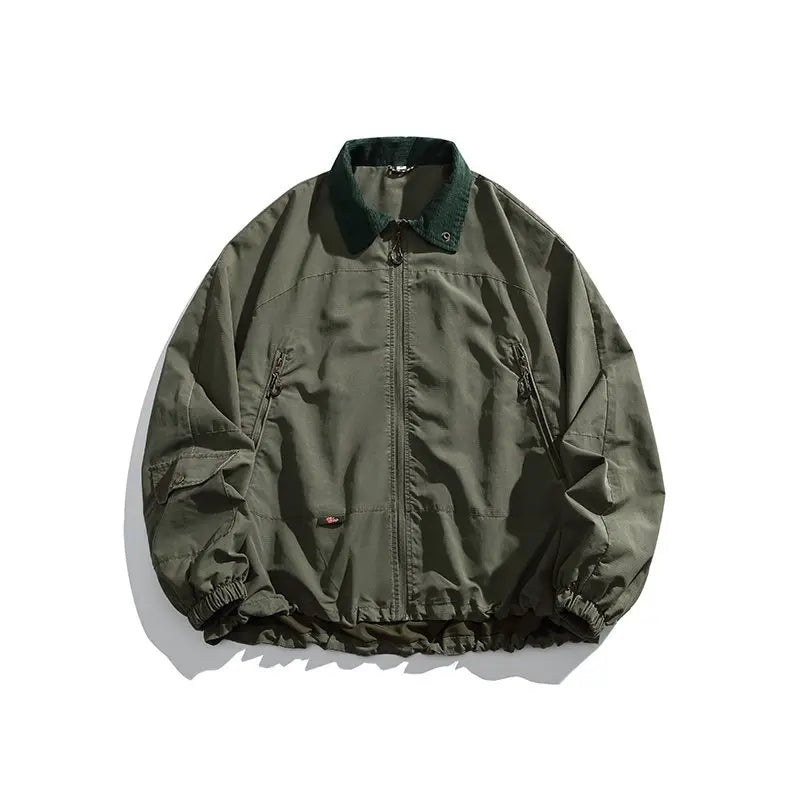 HEARUJOY  -  Japanese Retro Spring/Fall Outdoor Workwear Jacket Men's Quick-Dry Lapel Utility Coat Oversized Pilot Jacket with Multi-Pockets