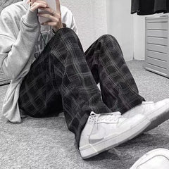 Hearujoy 2024 Autumn Corduroy Pants Men Casual Plaid Straight Pant Male Hip Hop Male Loose Trousers for Man