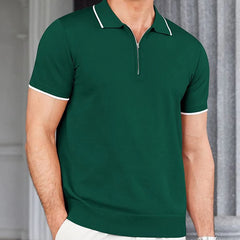HEARUJOY  -  Summer Clothing Men's Light Luxury Knitted Zipper Solid Color Polo Shirt Streetwear Button-down T-shirt for Men Fashion Knitwear
