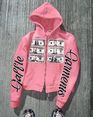Hearujoy Fashion trend brand Streetwear Oversized zipper hoodie Men letter Print coat Couple Harajuku Hip Hop Gothic sweatshirt jacket