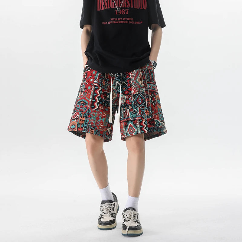 HEARUJOY  -  Summer Men Shorts Harajuku Casual Print Short Pants Beach Shorts patchwork Print Sports shorts Five Points Shorts
