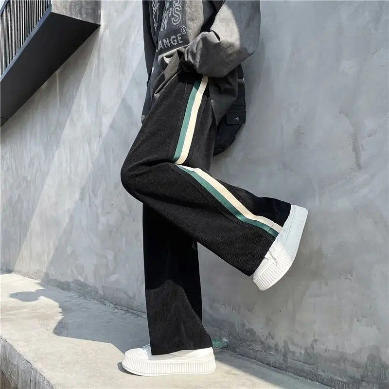 HEARUJOY  -  Wide Leg Male Sports Pants Trousers Deals Trend New in Retro Comfortable Cool Essential Elegant Korean Men's Sweatpants Hip-hop