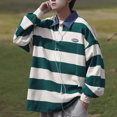 HEARUJOY  -  Fashion Retro Casual Sweatshirt Fashion Long Sleeve Casual 2XL Men Striped Sweatshirt Comfortable Fit Fashion Vintage Design