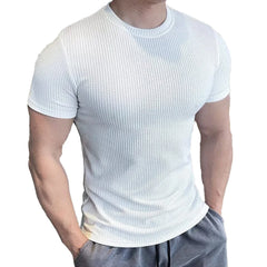 HEARUJOY  -  Casual Daily Wear Outdoor Activities Slim Casual Tops Short Sleeve Tee Men Casual T-shirt New Condition Solid Pattern