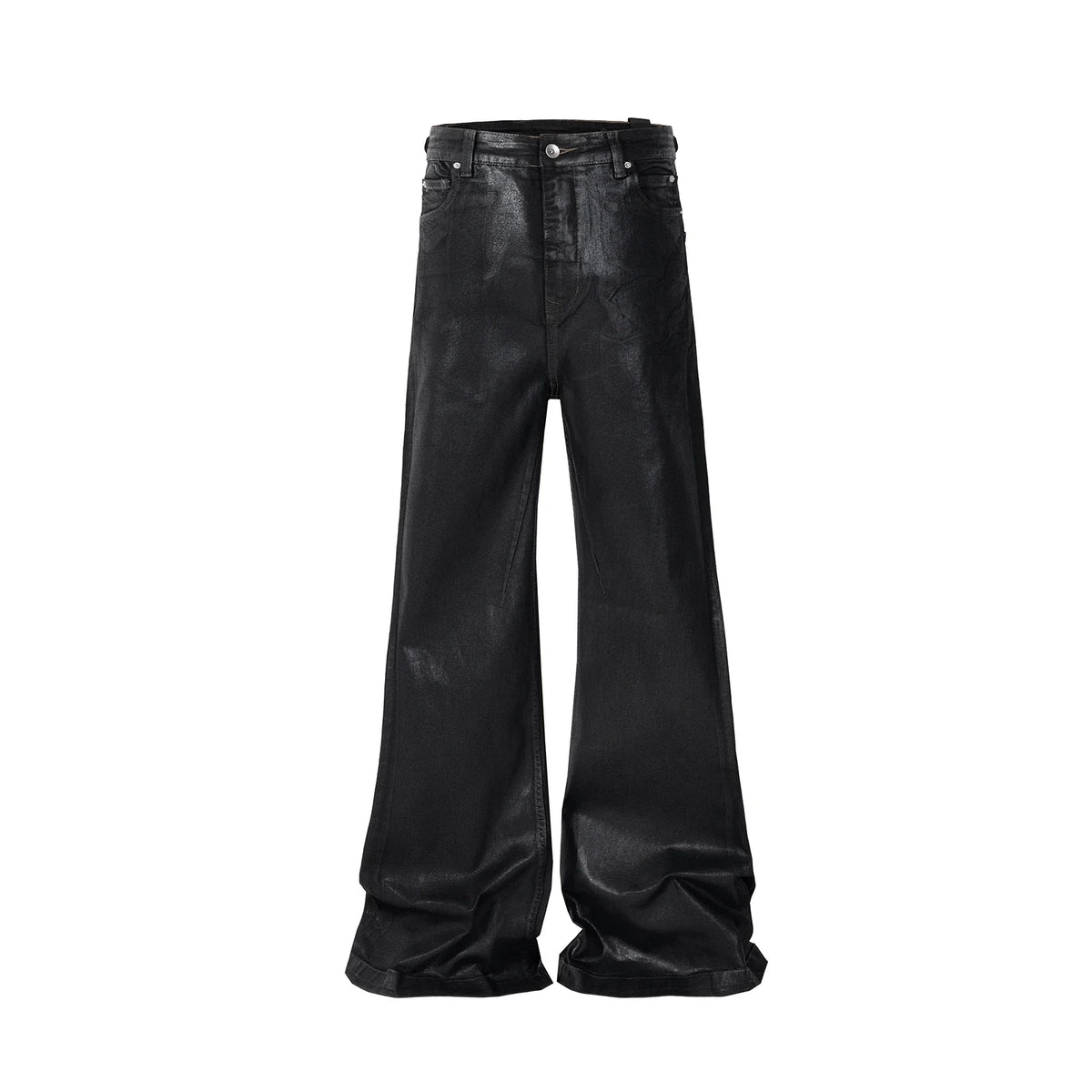 Hearujoy Streetwear Black Wax Leather Strecth Jeans for Men Ropa Hombre Baggy Y2k Flare Pants Oversized Straight Denim Trousers