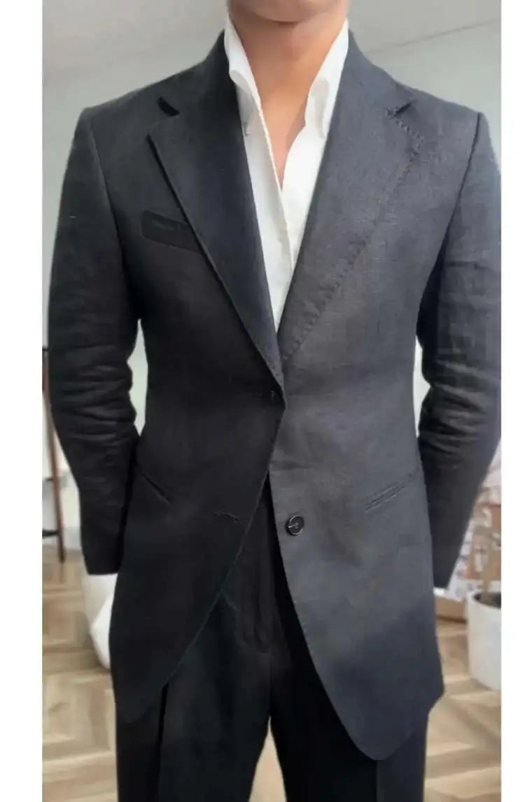 HEARUJOY  -  High Quality Linen Blend Business Dress Suit Wedding Suit Men Versatile Casual Office Party Prom Costume Homme Men Tuxedo Suit