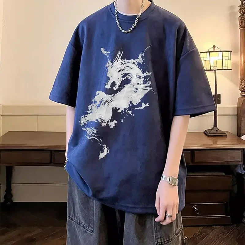 HEARUJOY  -  Man Tee Shirts Cotton Oversized O Neck Watercolor T Shirt for Men Luxury High Quality Cool New In Cheap Clothes Party Summer Top